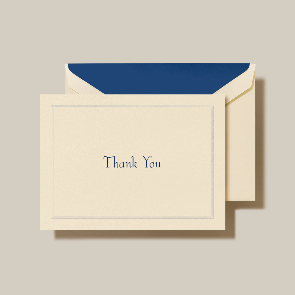 Navy Blue Triple Hairline Thank You Card Set