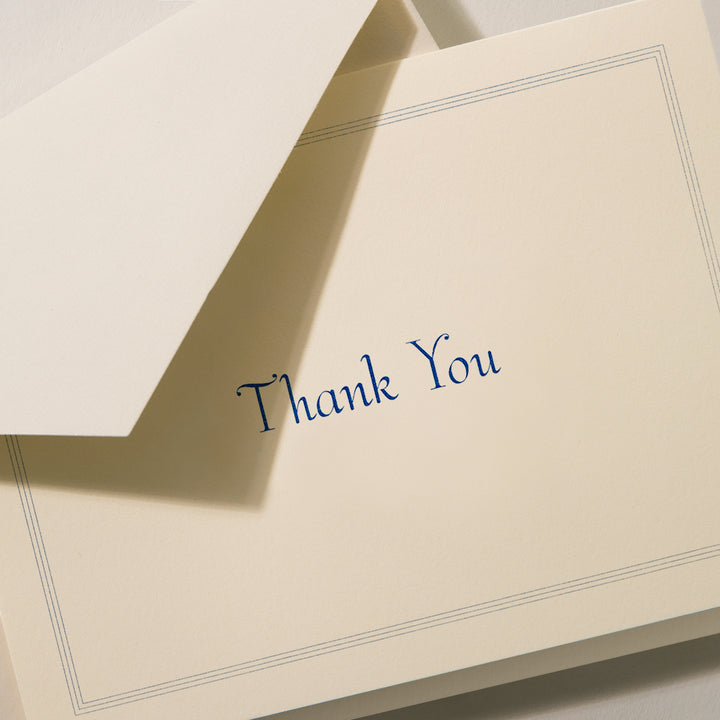 Navy Blue Triple Hairline Thank You Card Set