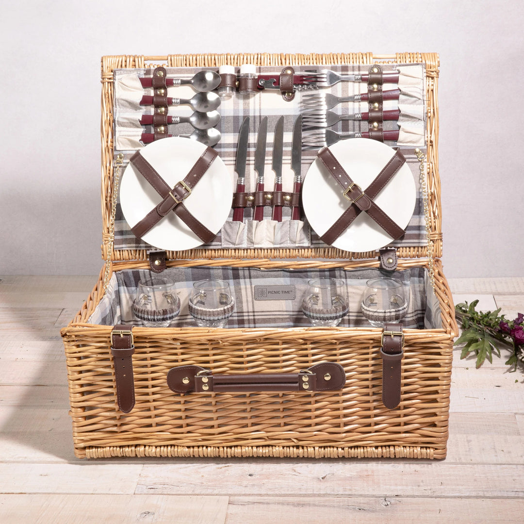 Navy & Burgundy Plaid Newbury Basket