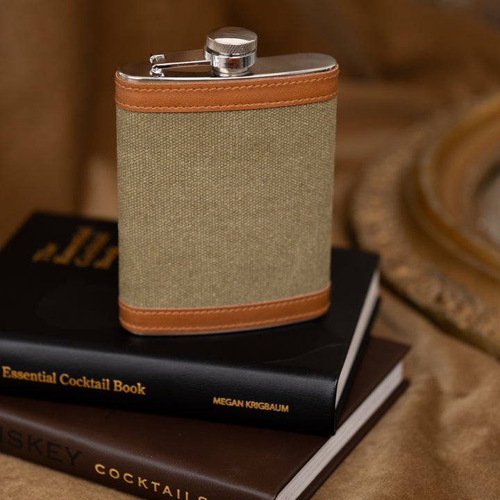 Olive Canvas 8 Oz. Flask