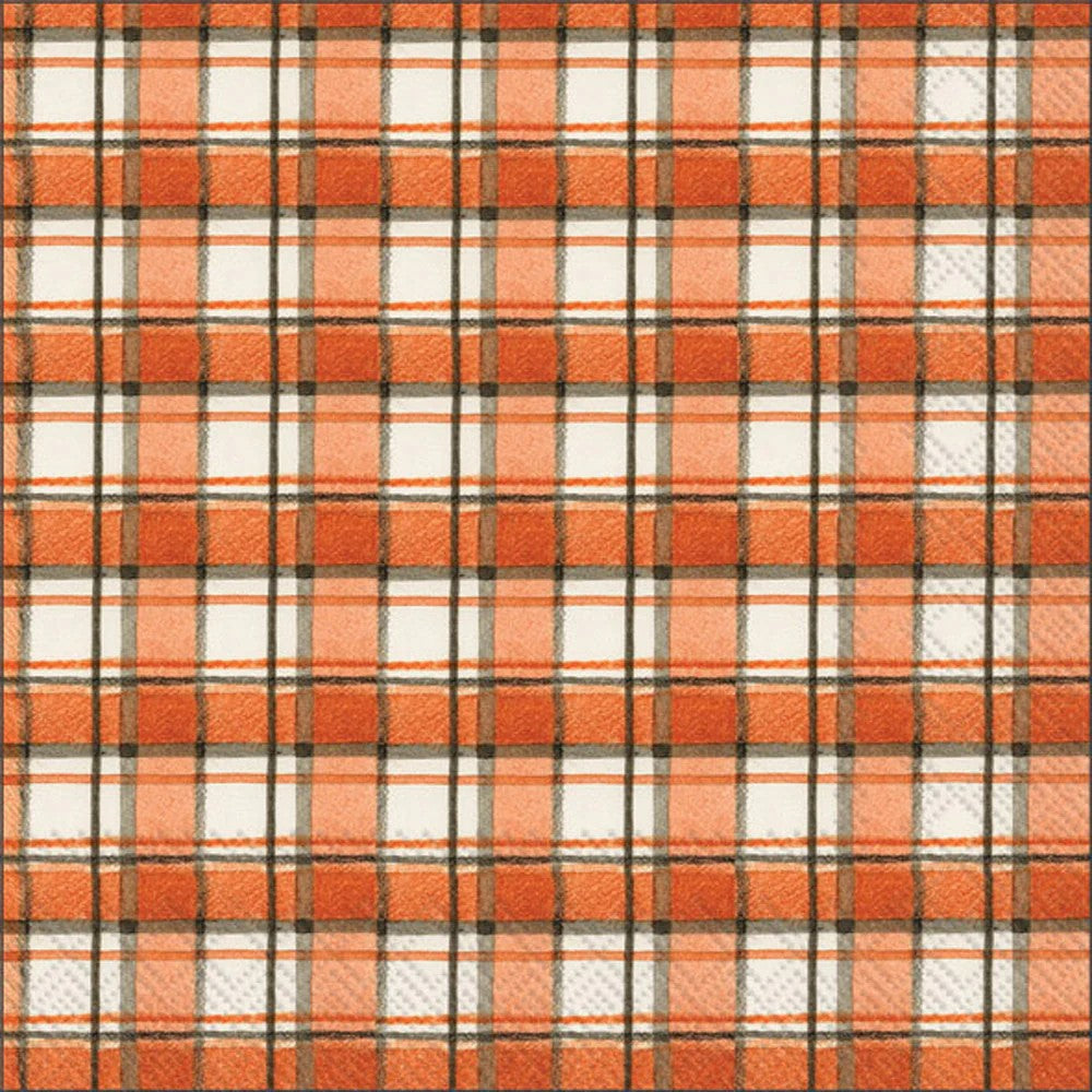 Orange Plaid Luncheon Napkin