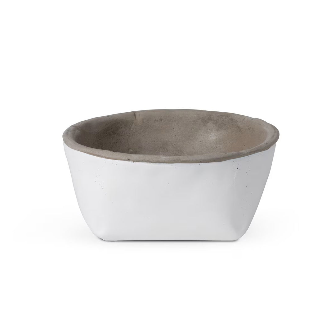 Orchard White Cement Large Low Planter
