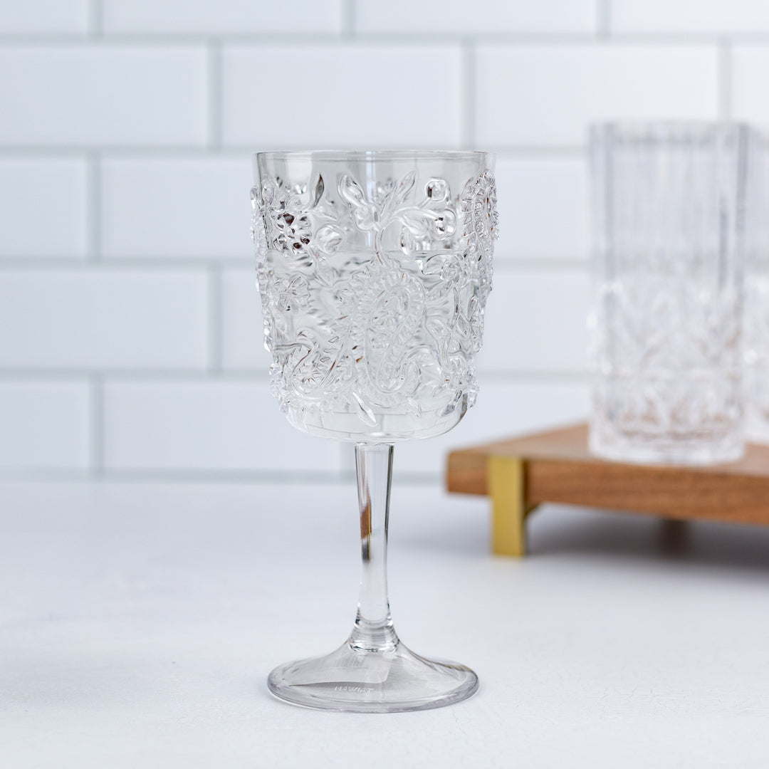 Paisley Clear Acrylic Wine Glass