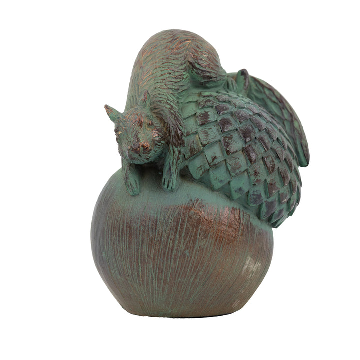 Patina Copper Squirrel &amp; Acorn