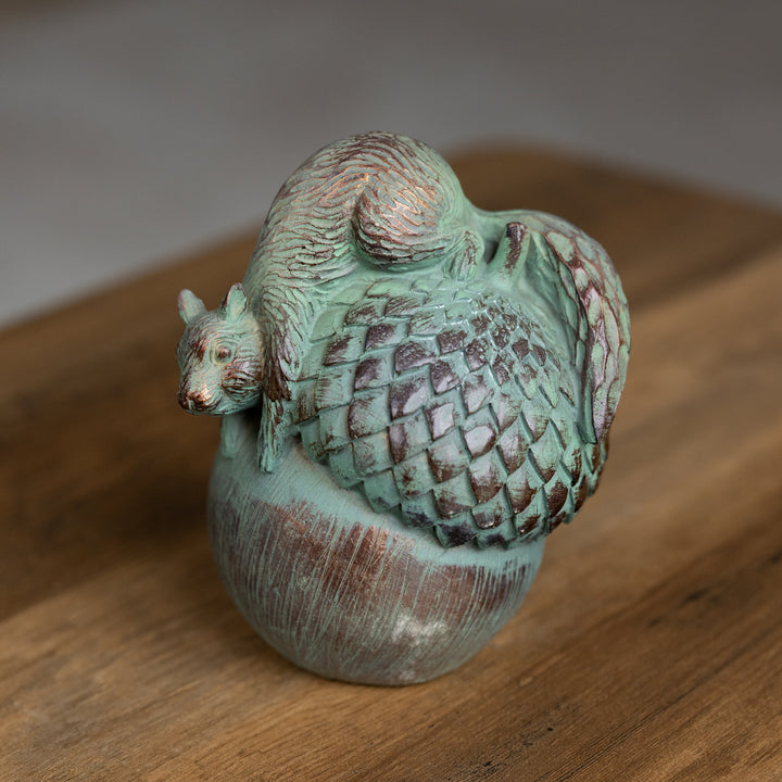 Patina Copper Squirrel &amp; Acorn