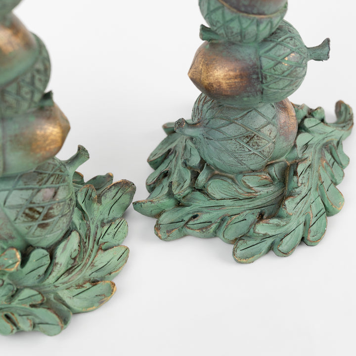 Patina Copper Stacked Acorn Taper Holder