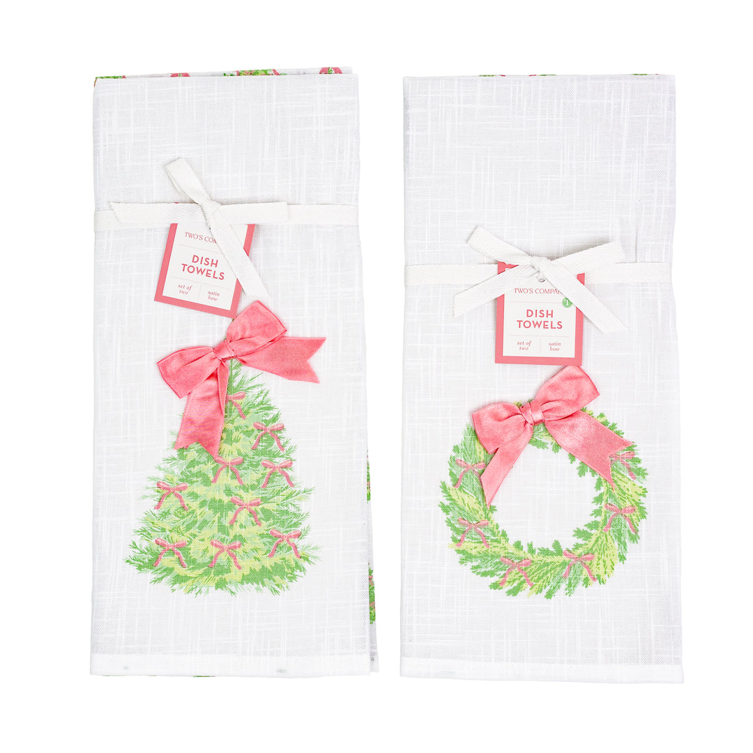 Pink Ribbon Holiday Tea Towel