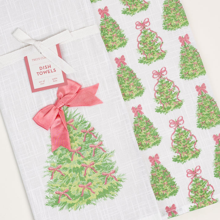 Pink Ribbon Holiday Tea Towel