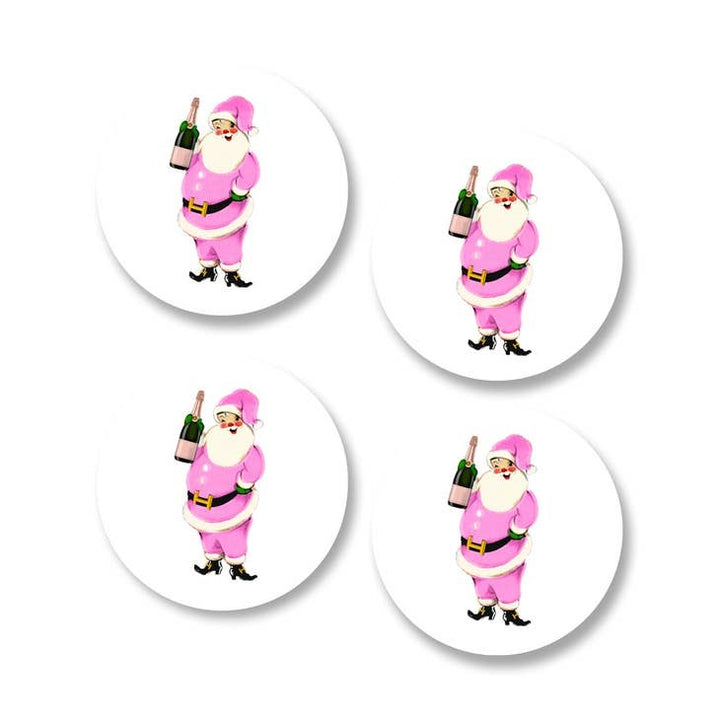 Pink Santa Coaster Set