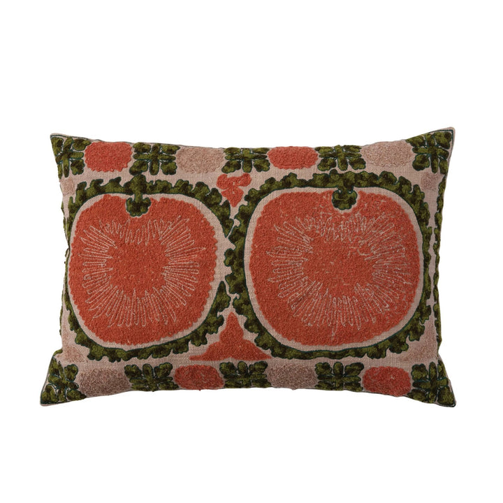Pomegranate Embroidered Lumbar Pillow