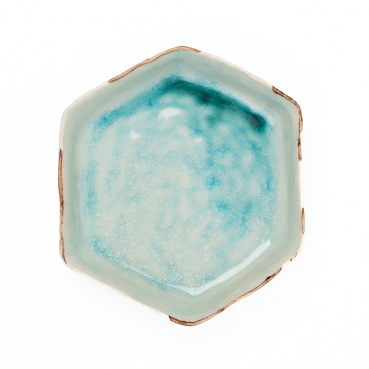 Pool Blue Ceramic Hexagon Dish