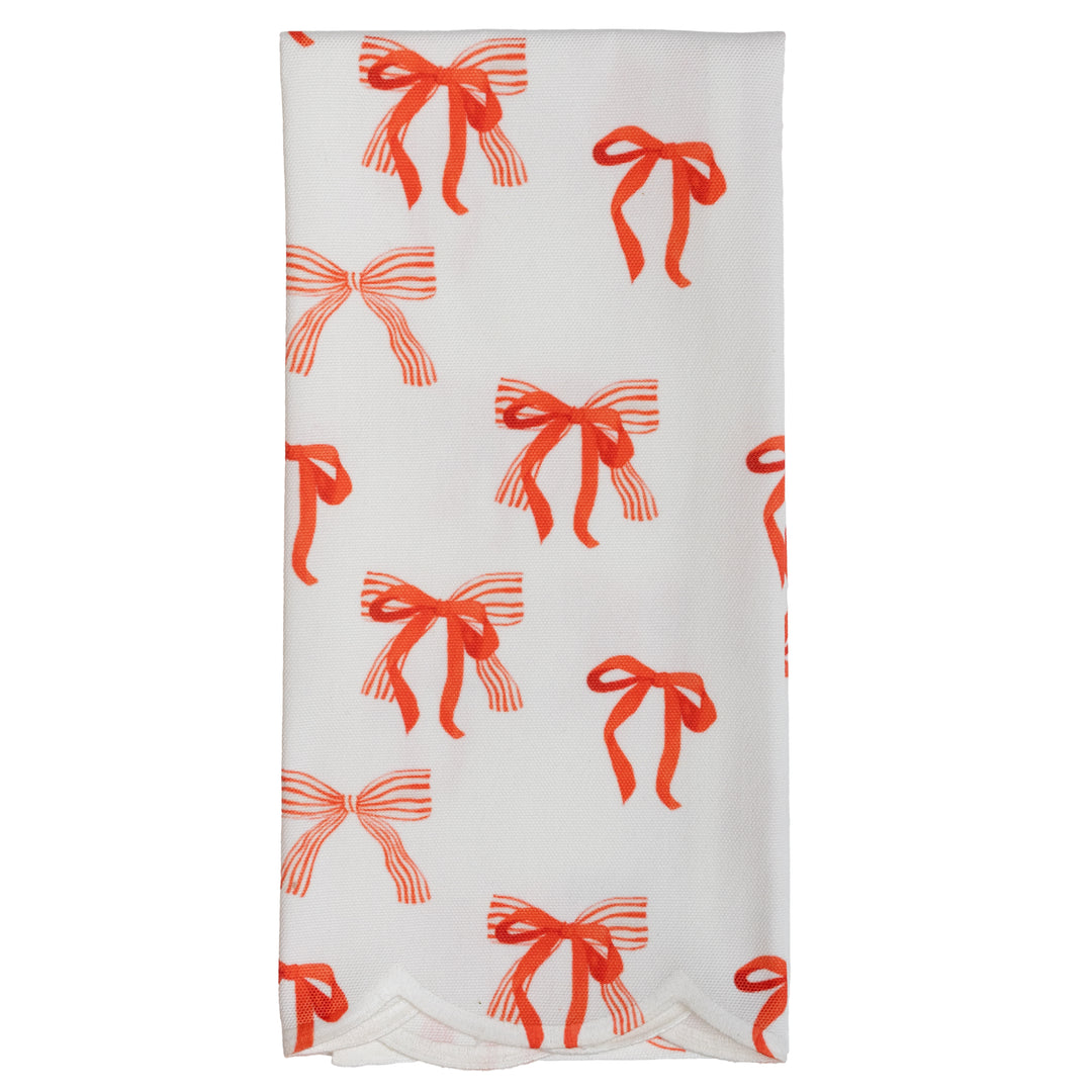 Red Bows Scallop Guest Towel