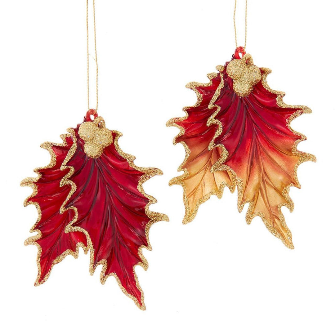 Red Holly Leaf Ornament