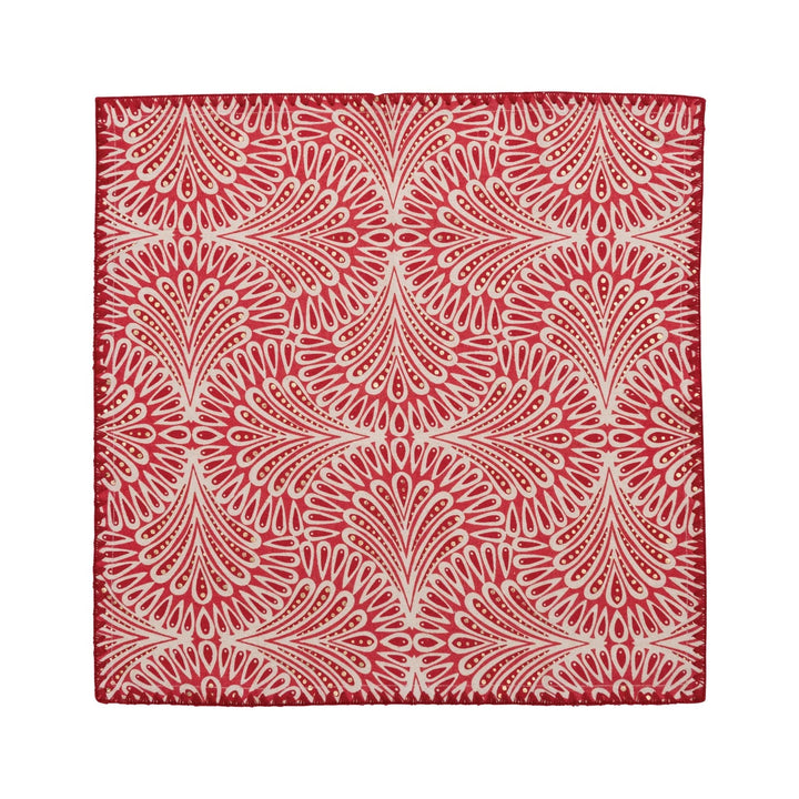 Red Pattern Printed Cotton Napkin Set/4