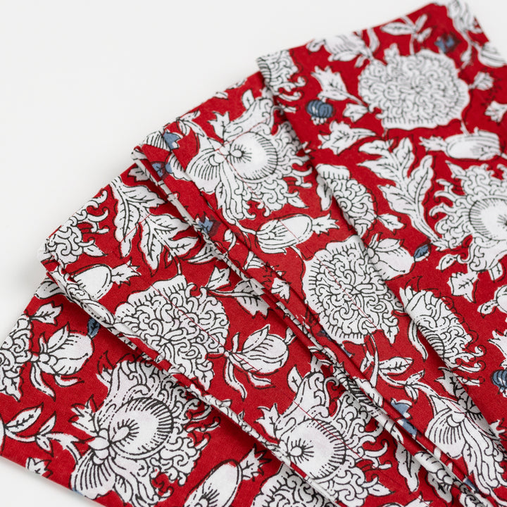 Red &amp; Blue Block Print Napkin Set