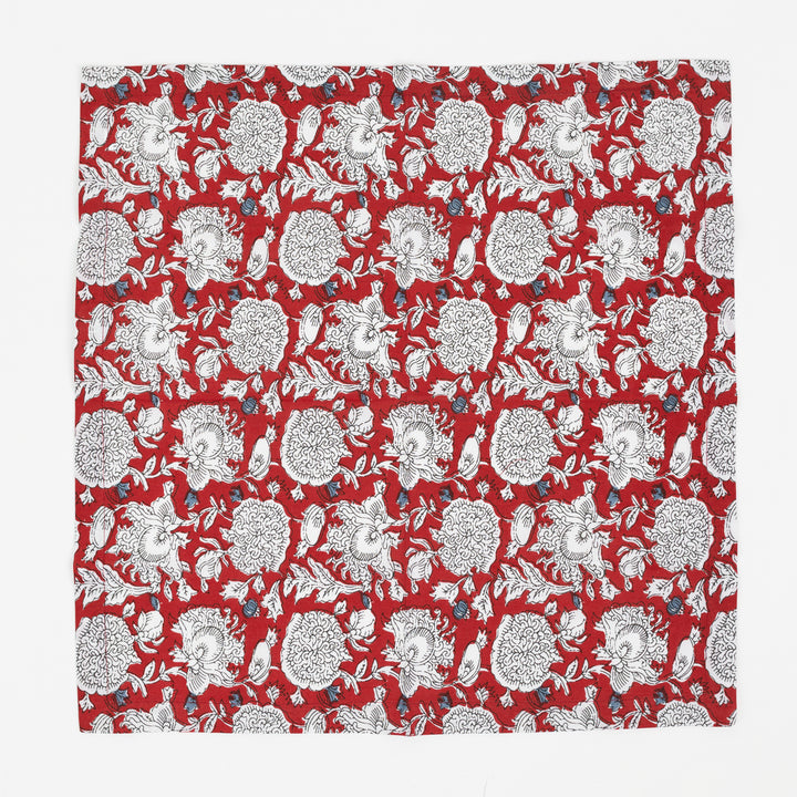 Red &amp; Blue Block Print Napkin Set