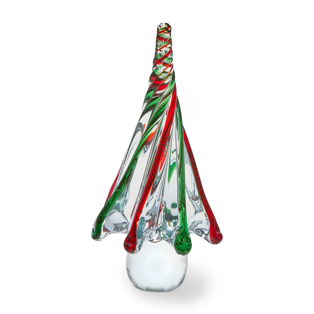 Red &amp; Green Swirled Glass Tree