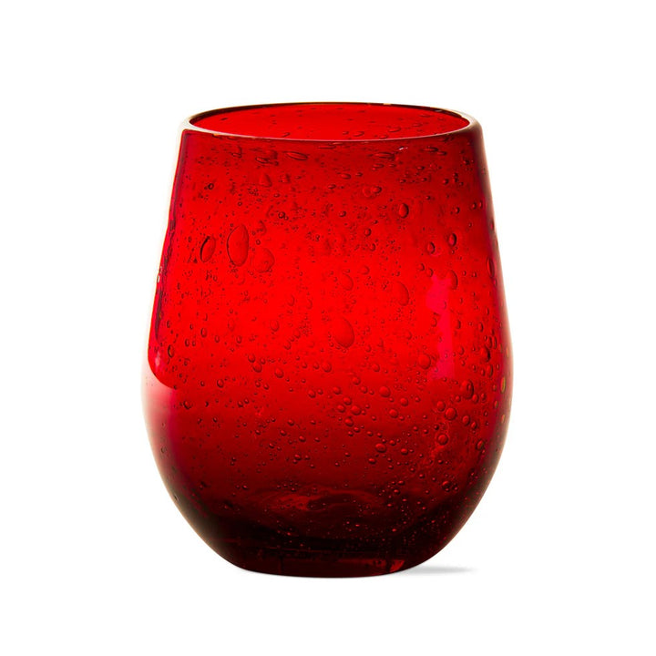 Red Stemless Bubble Glass