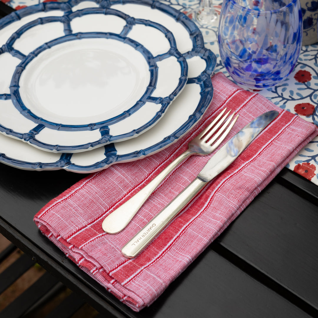 Red &amp; White Stripe Napkin, Set of 4