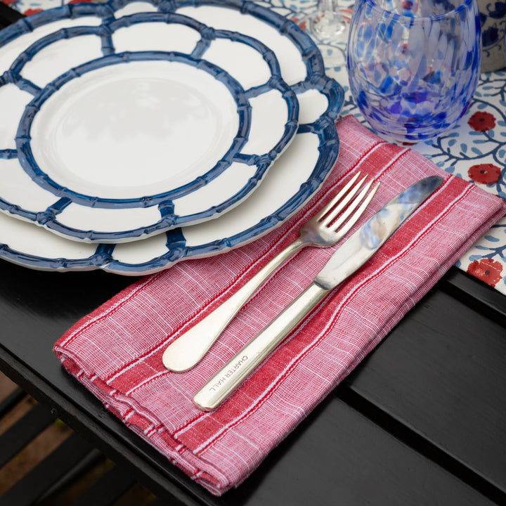 Red &amp; White Stripe Napkin, Set of 4