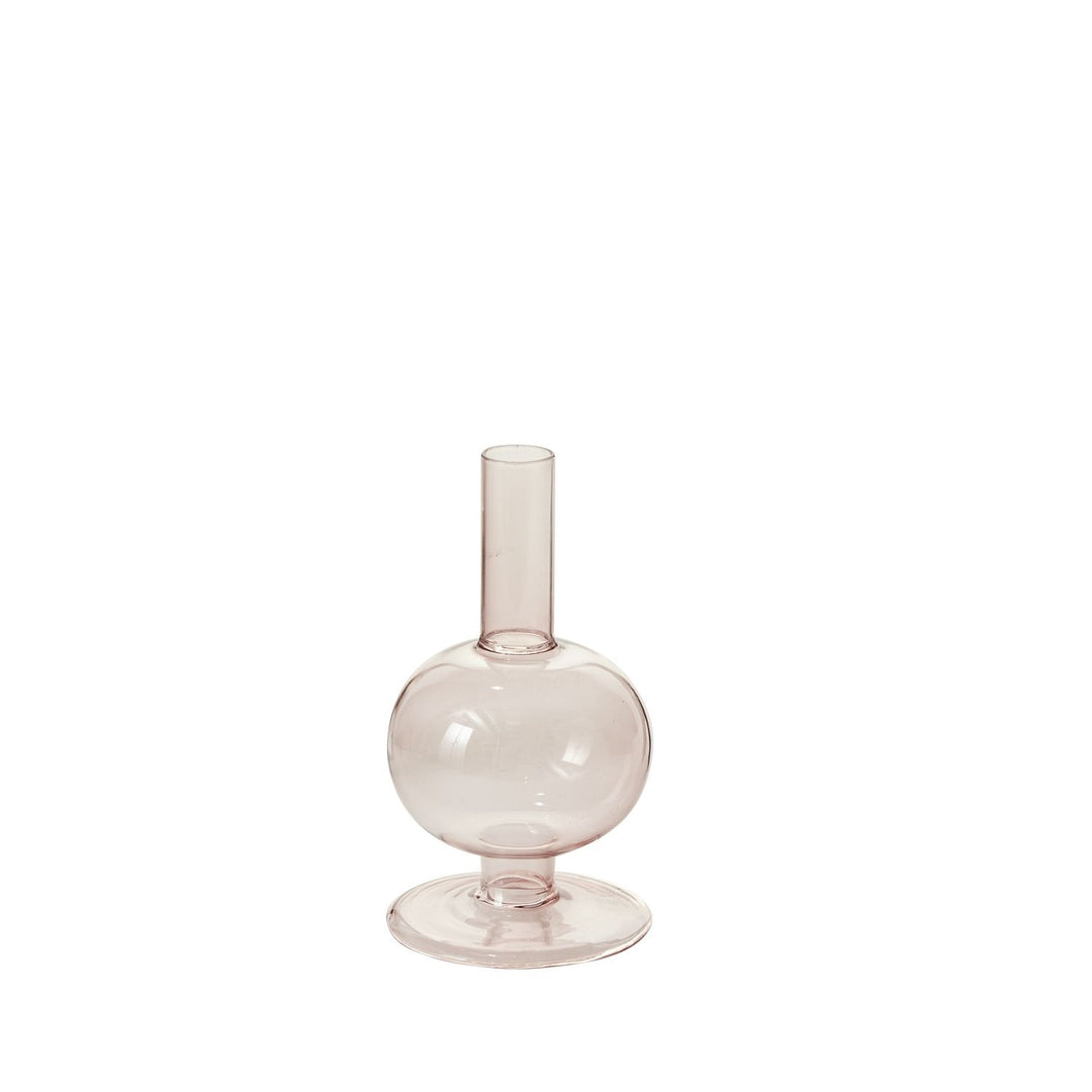 Rose Glass Taper Candle Holder