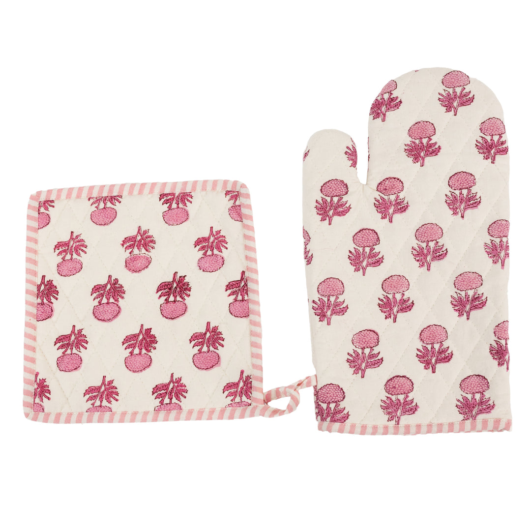 Rose Wine Oven Mitt Set