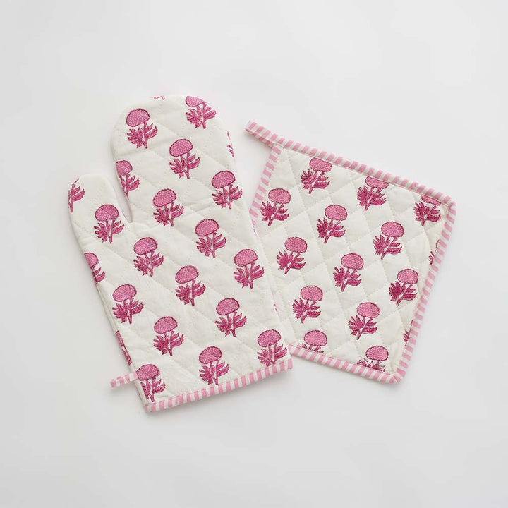 Rose Wine Oven Mitt Set