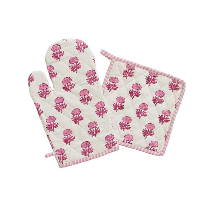 Rose Wine Oven Mitt Set