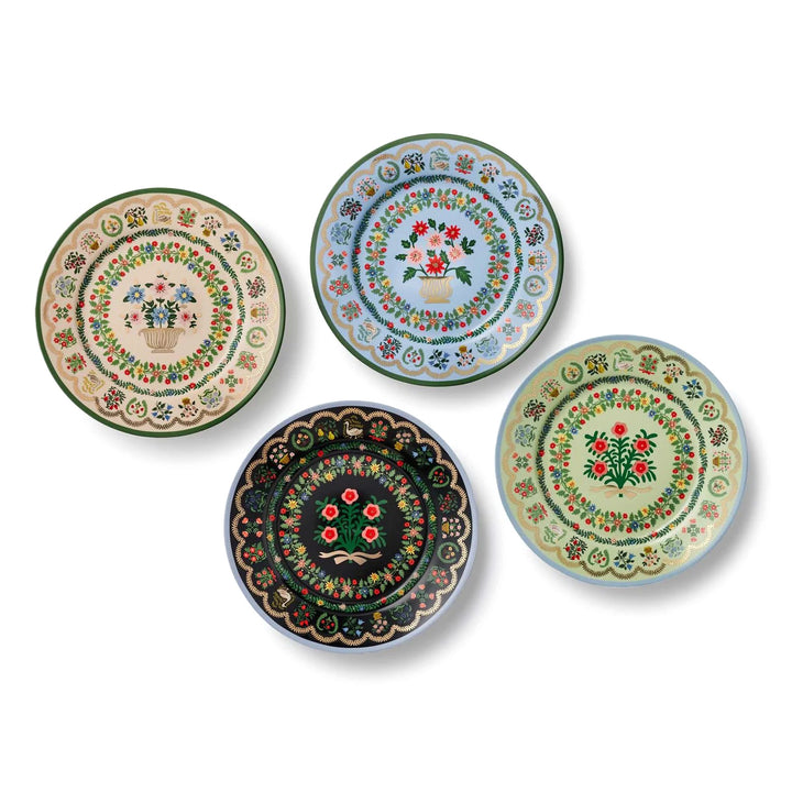 Rosette Porcelain Dessert Plate, Set of 4