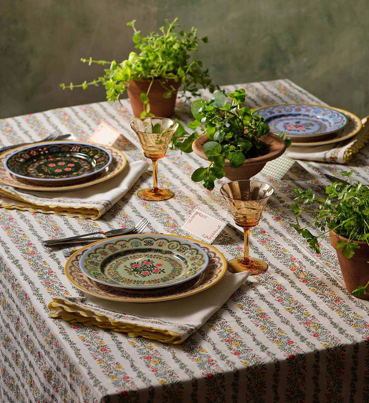 Rosette Stripe Cotton Tablecloth