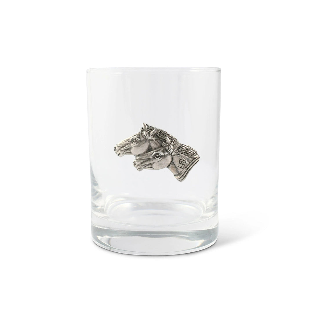 Running Horses Double Old Fashion Glass