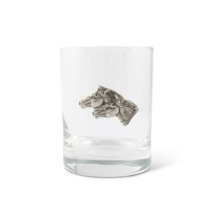 Running Horses Double Old Fashion Glass
