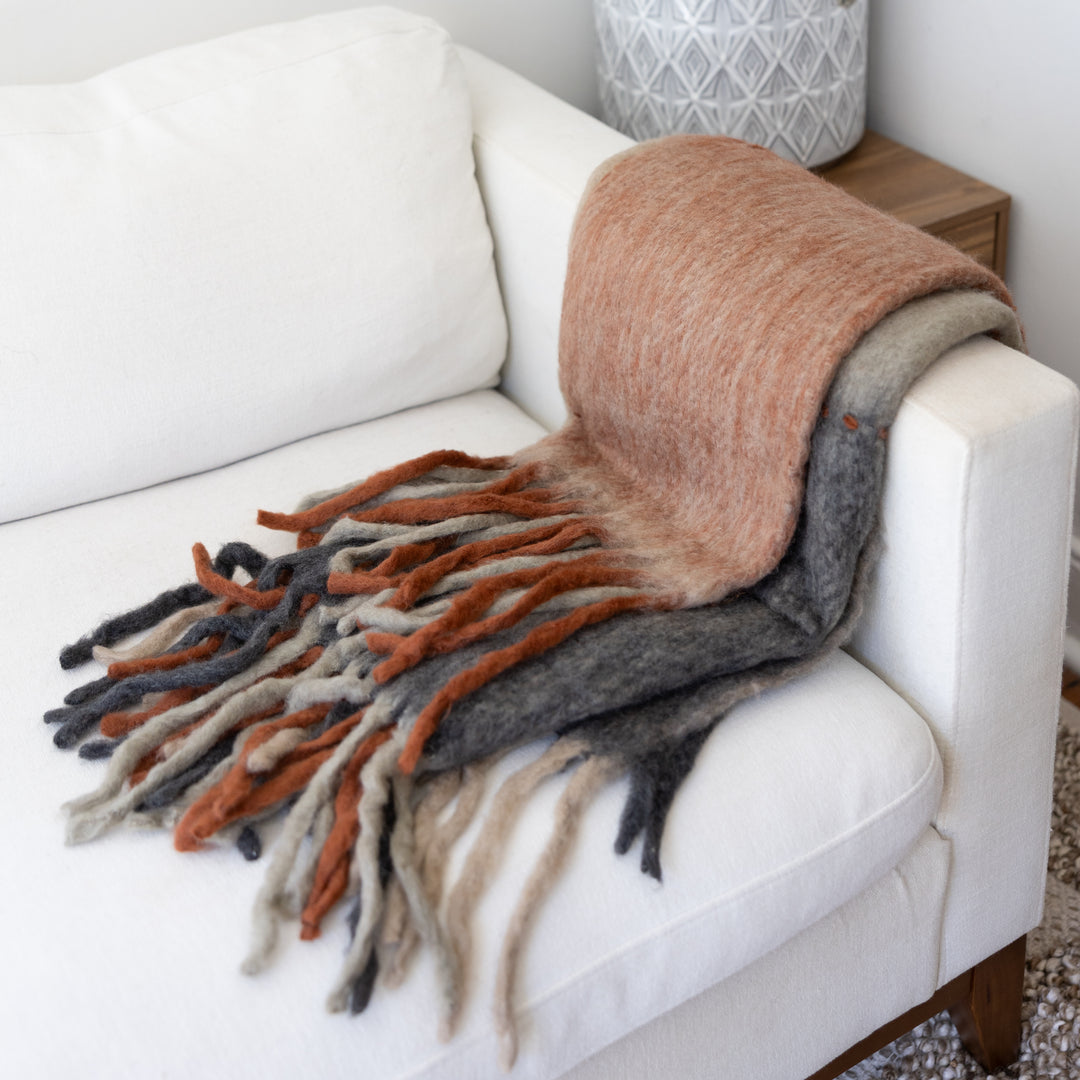 Rust Check Woven Throw