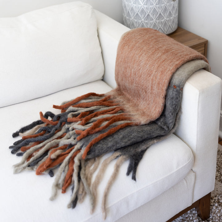 Rust Check Woven Throw