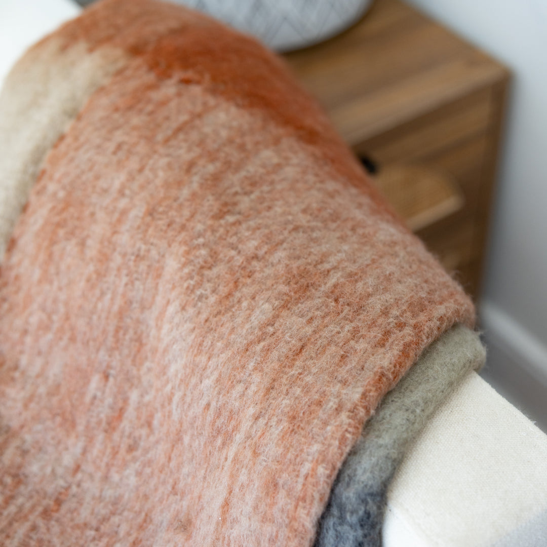 Rust Check Woven Throw
