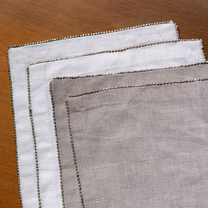 Silver Beaded Slate Cocktail Napkin