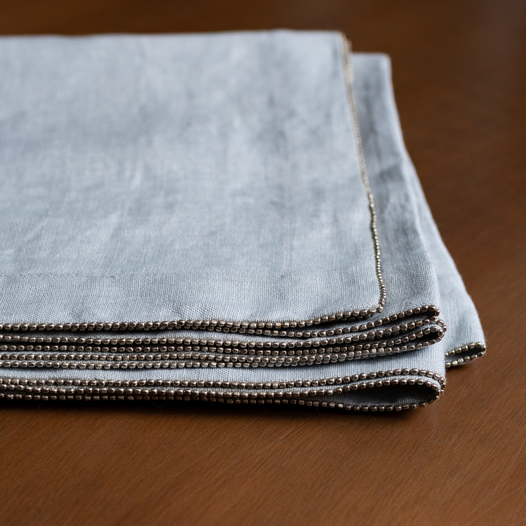 Silver Beaded Slate Table Runner