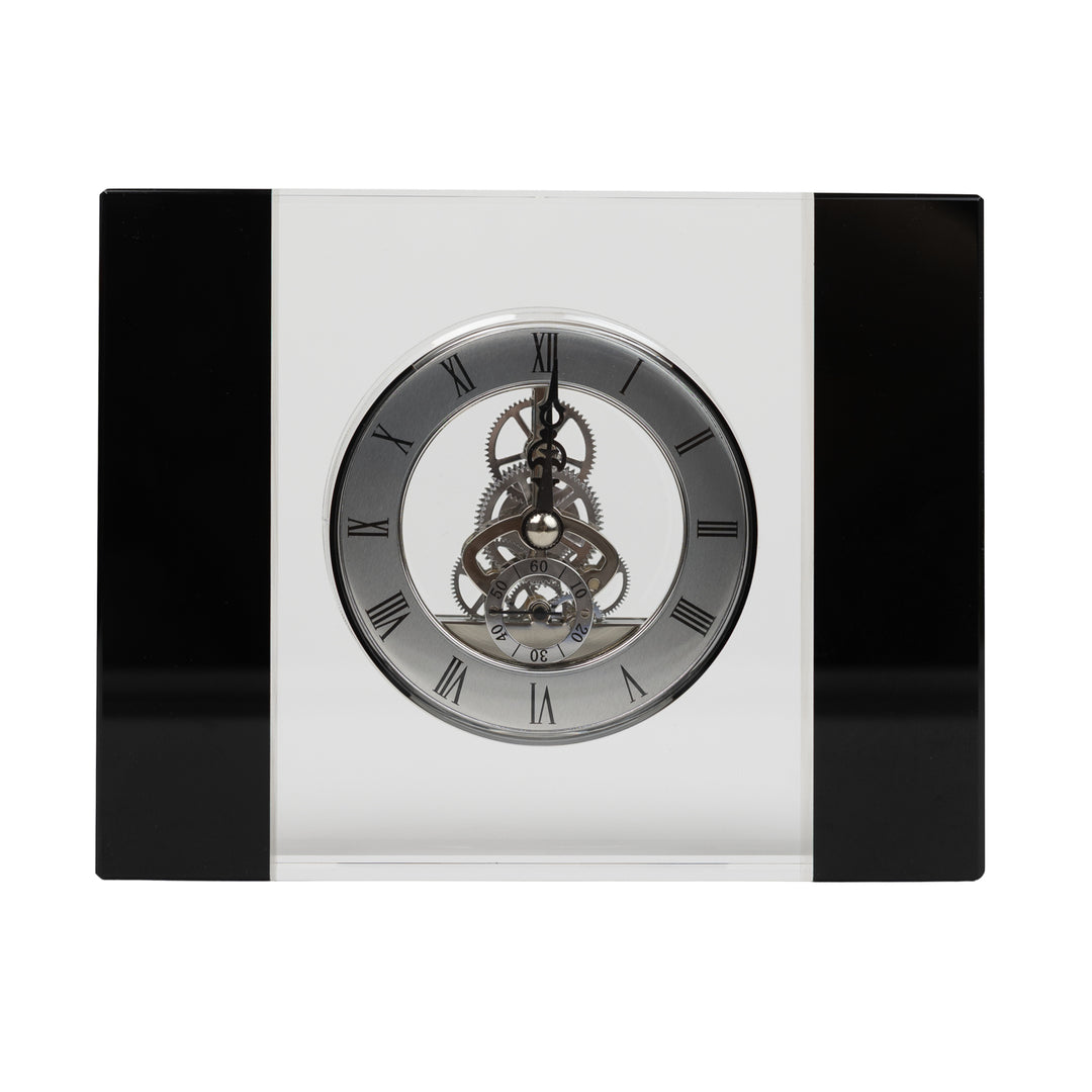 Silver Gear Crystal Table Clock