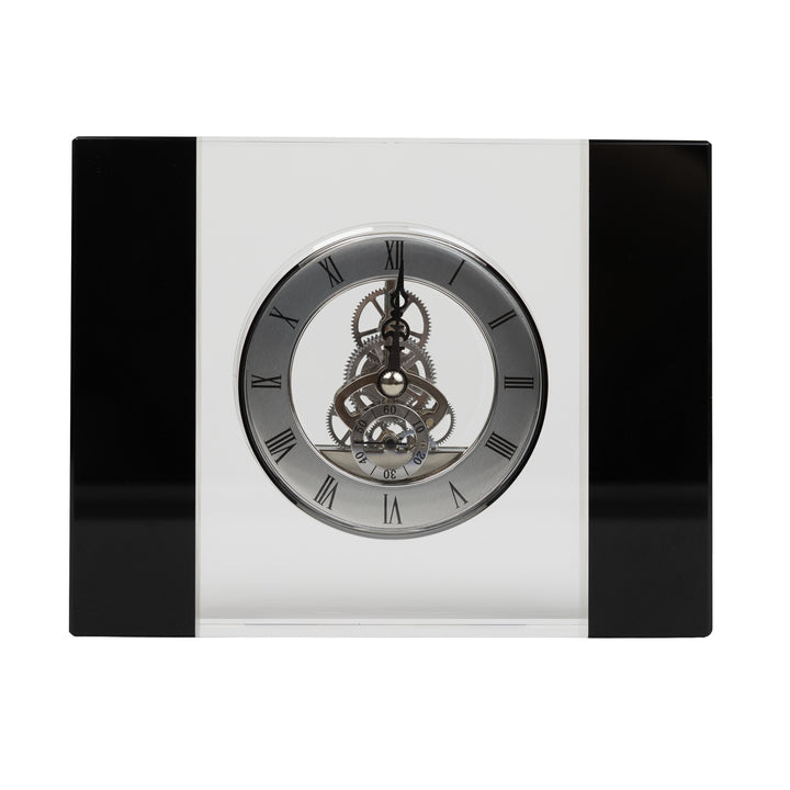 Silver Gear Crystal Table Clock
