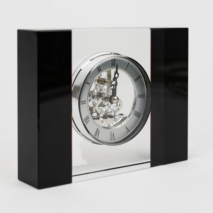 Silver Gear Crystal Table Clock