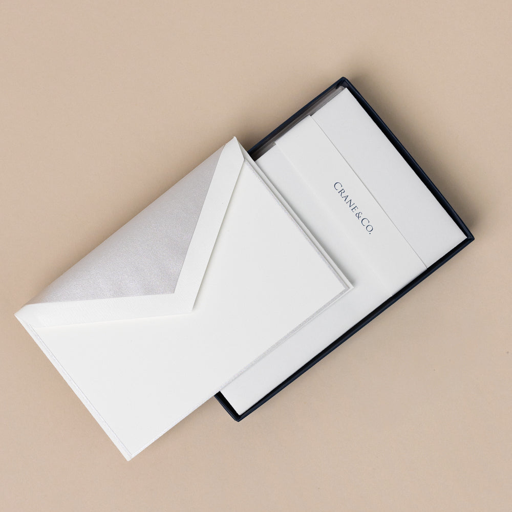 Silver Lined Envelope & Bordered White Card Set