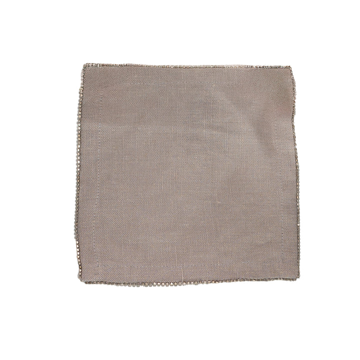 Silver Beaded Slate Cocktail Napkin