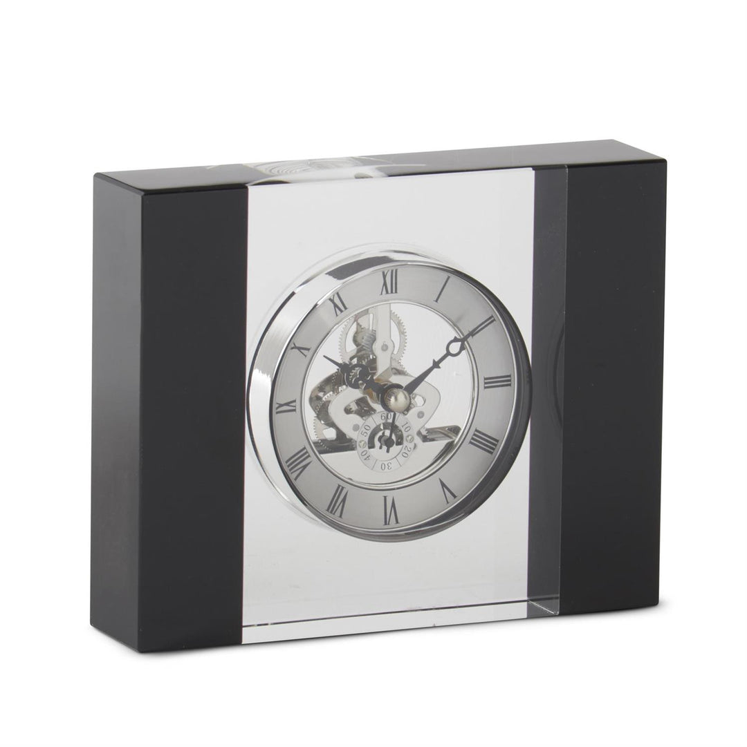 Silver Gear Crystal Table Clock