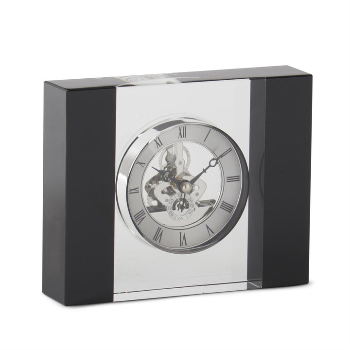 Silver Gear Crystal Table Clock