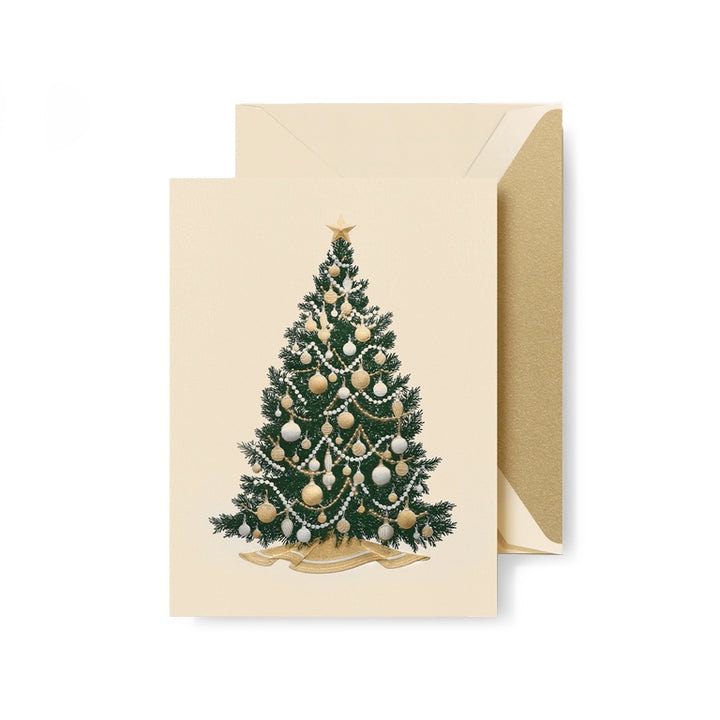 Silver & Gold Beaded Tree Card Set