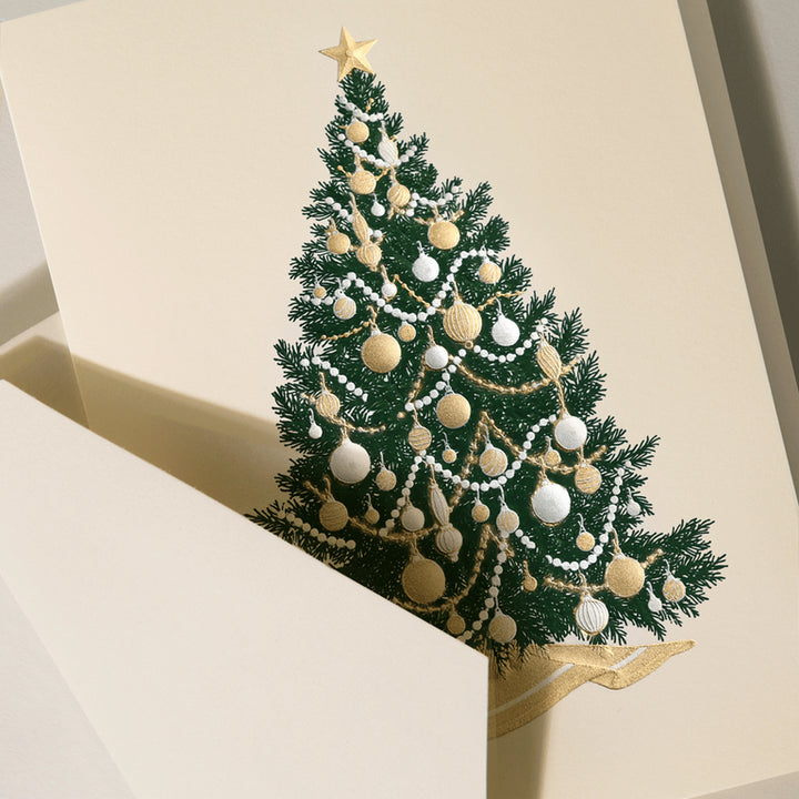 Silver & Gold Beaded Tree Card Set