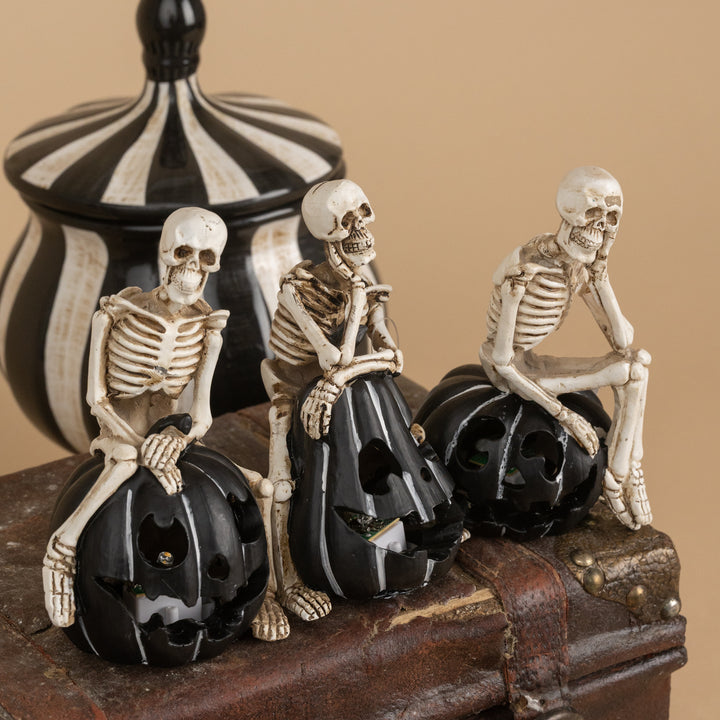 Skeleton on LED Jack-o-Lantern