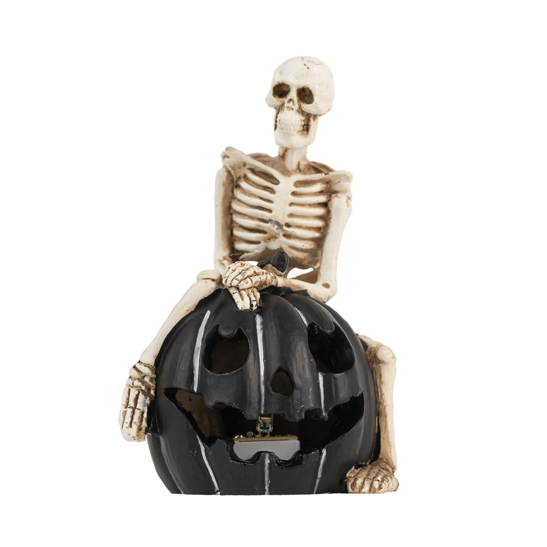 Skeleton on LED Jack-o-Lantern