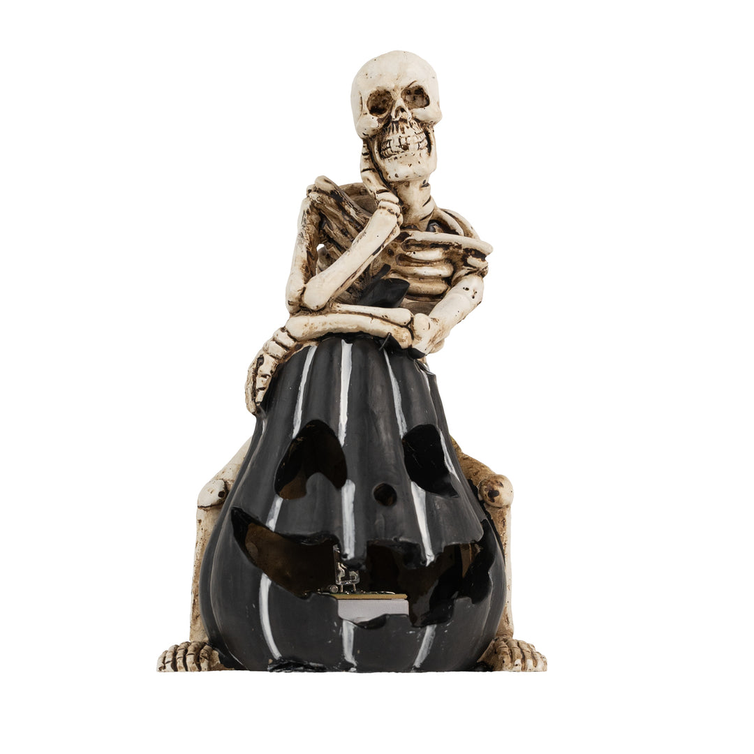 Skeleton on LED Jack-o-Lantern