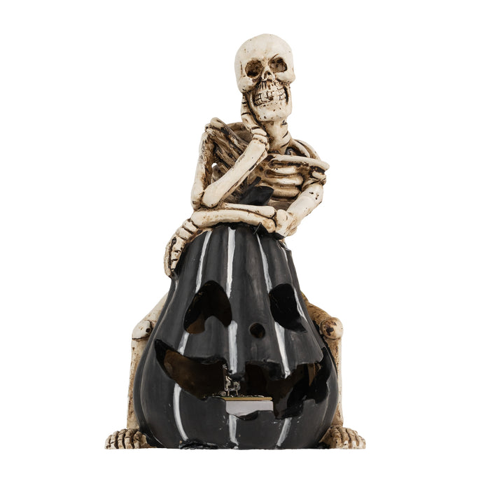 Skeleton on LED Jack-o-Lantern